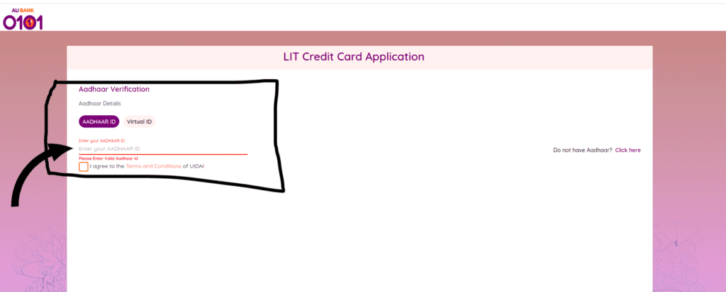 Au बैंक LIt credit कार्ड apply hindi
