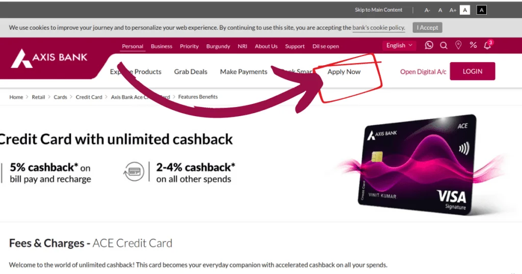 axis bank ace credit card apply