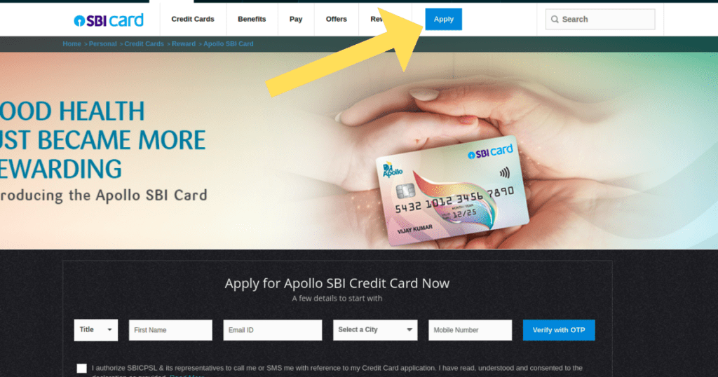 Sbi apollo credit card apply hindi 