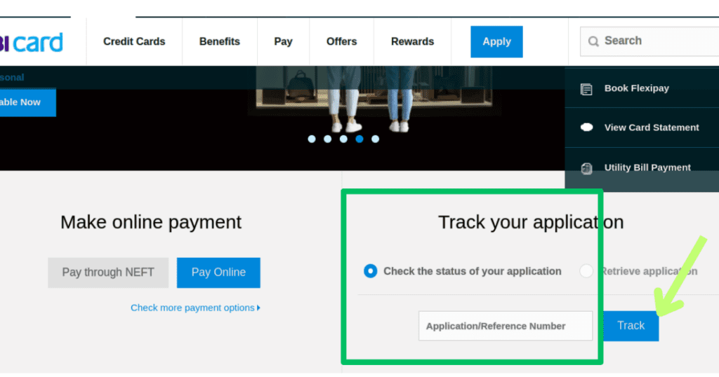 Sbi simply click credit card application status 